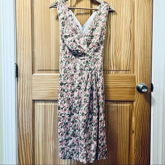 Talbots Dresses & Skirts - Talbots pink green white sleeveless cross bodice retro style midi dress 16